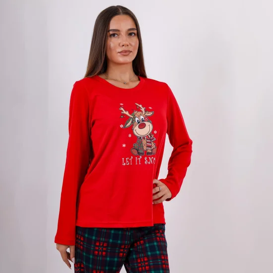 Дамски Дамска зимна коледна пижама интерлог