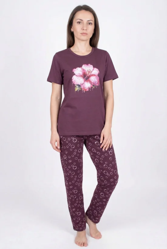 Пижами с къс ръкав Дамска пижама с къс ръкав и дълъг панталон