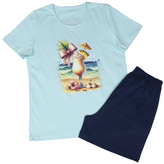 Пижами с къс ръкав Дамска пижама с къс ръкав и къс панталон