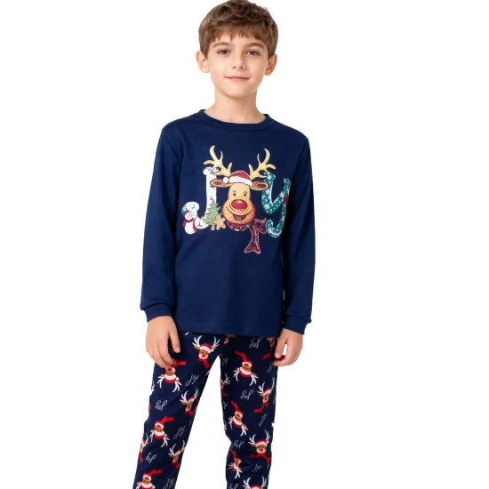 Детски Детска зимна коледна пижама интерлог