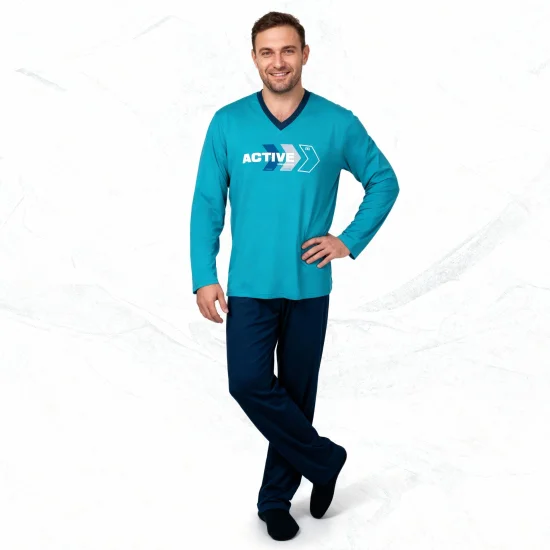 Пижами с дълъг ръкав Мъжка пижама с дълъг ръкав и дълъг панталон