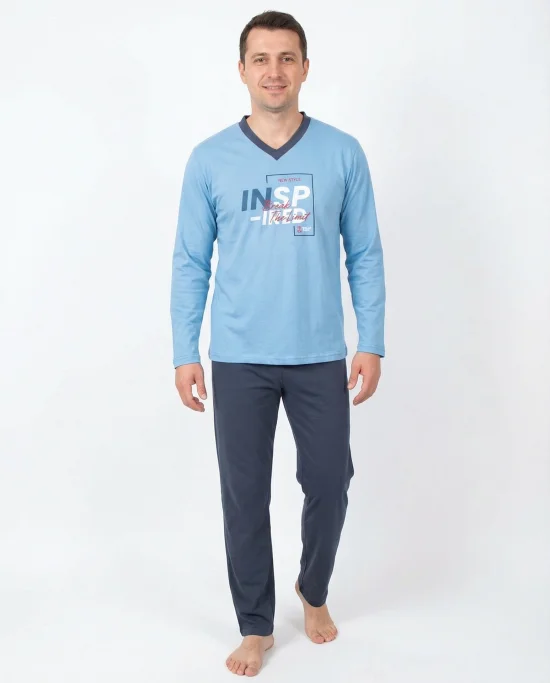Пижами с дълъг ръкав Мъжка пижама с дълъг ръкав и дълъг панталон