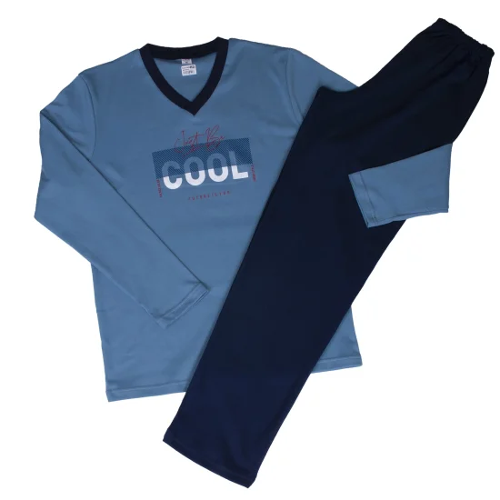 Пижами с дълъг ръкав Мъжка зимна пижама интерлог