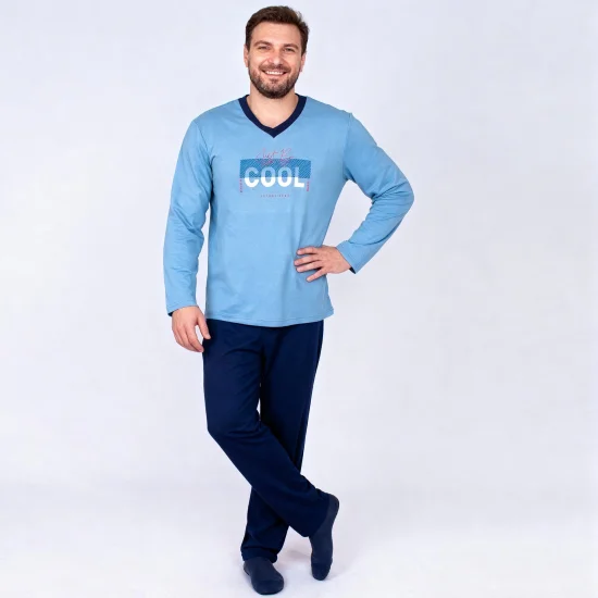 Пижами с дълъг ръкав Мъжка зимна пижама интерлог