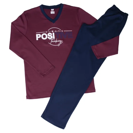 Пижами с дълъг ръкав Мъжка зимна пижама интерлог