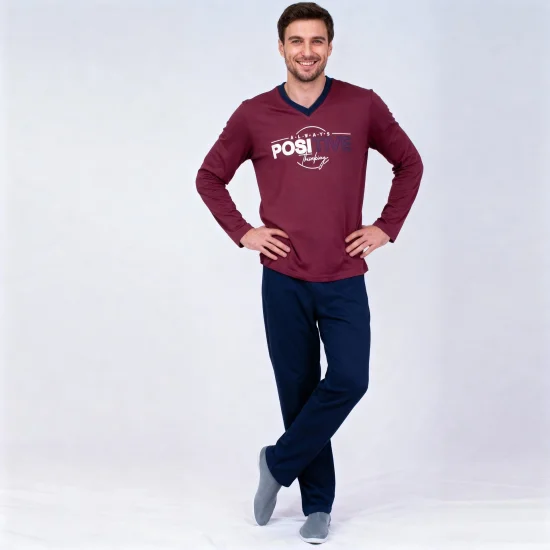 Пижами с дълъг ръкав Мъжка зимна пижама интерлог