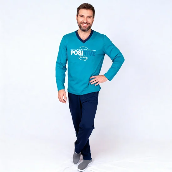 Пижами с дълъг ръкав Мъжка зимна пижама интерлог