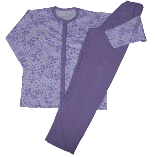 Пижами с дълъг ръкав Дамска зимна пижама, лека вата с цяло разкопчаване